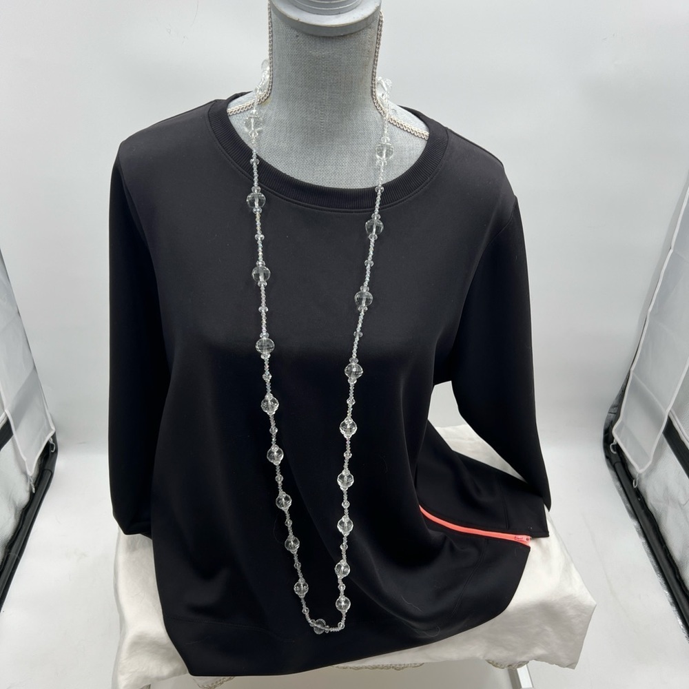 Art deco facet cut clear crystal glass beaded necklace - Picture 5 of 8